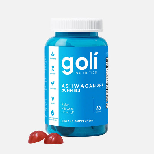 1 Bottle of Goli Ashwagandha & Vitamin D Gummy 60 Count - Relax. Restore. Unwind. (Mixed Berry, KSM-66, Vegan, Plant Based, Non-GMO, Gluten-Free & Gelatin Free)